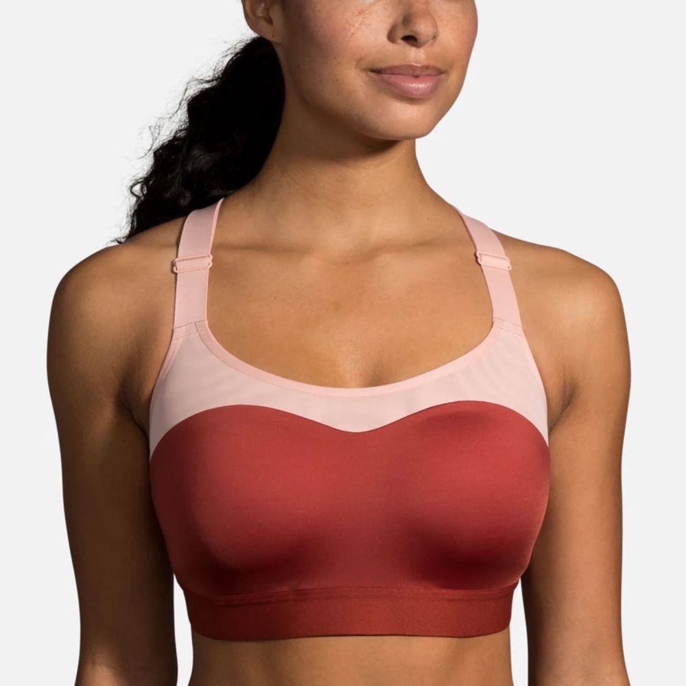 Brooks Two-Tone Pink and Rust Sports Bra